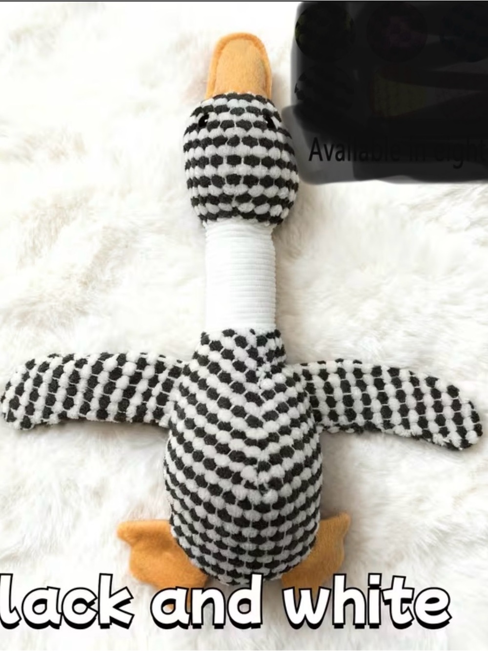 Source Unknown Black and White Plush Duck Dog Toy with Orange Feet